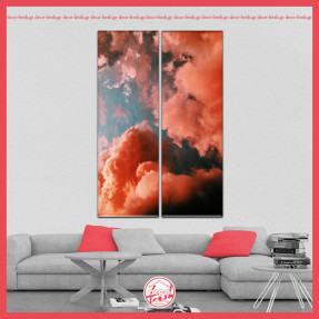 Δίπτυχος πίνακας σε καμβά με Πορτοκαλί Σύννεφα